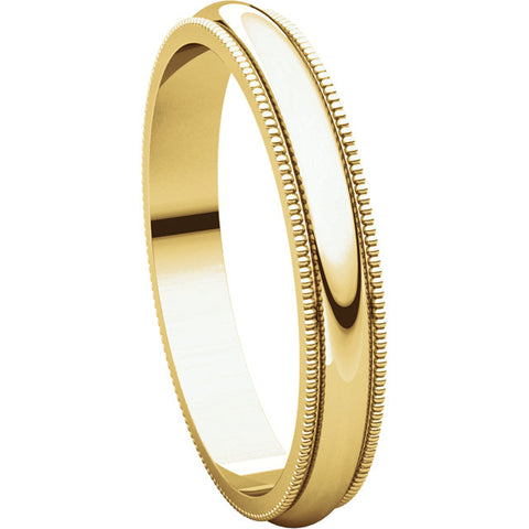 14k Yellow Gold 3mm Milgrain Band, Size 11