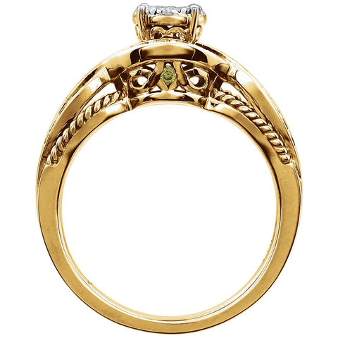 14k Yellow Gold 5/8 CTW Diamond Engagement Ring , Size 7