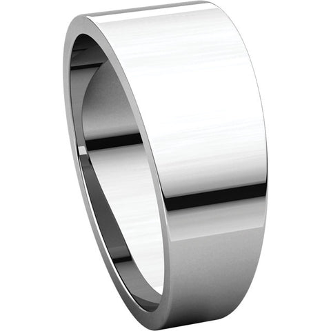 14k White Gold 8mm Flat Tapered Band, Size 8