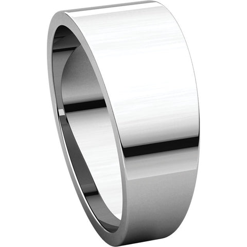 14k White Gold 8mm Flat Tapered Band, Size 7.5