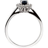 14k White Gold Blue Sapphire & Diamond Halo-Style Ring, Size 6