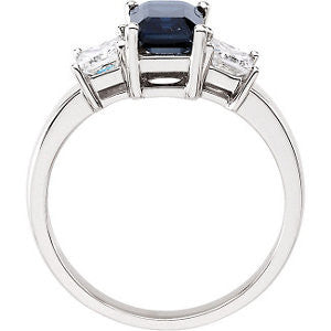 14k White Gold Blue Sapphire & Diamond Accented Ring, Size 6