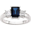 14k White Gold Blue Sapphire & Diamond Accented Ring, Size 6
