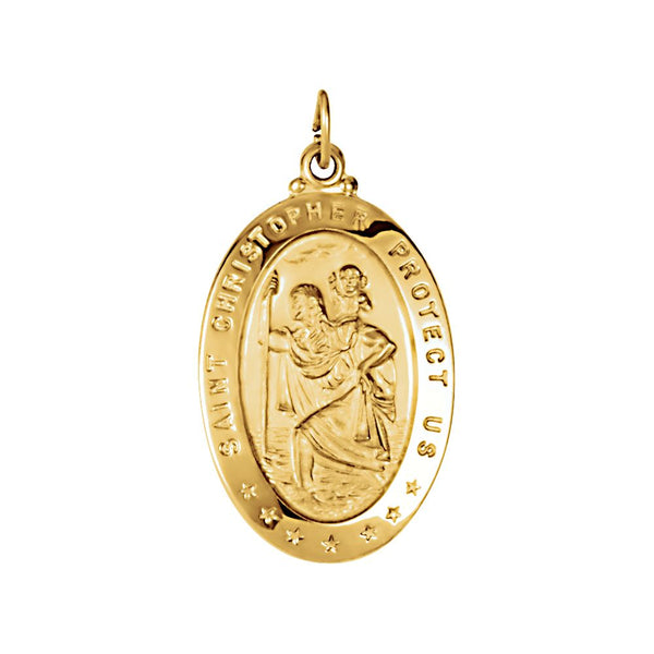 Sterling Silver 25x18mm Oval St. Christopher Medal