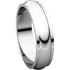 14k White Gold 5mm Half Round Edge Band, Size 11.5