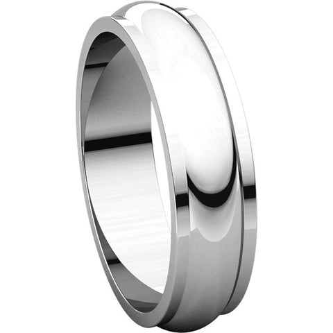 14k White Gold 5mm Half Round Edge Band, Size 8.5