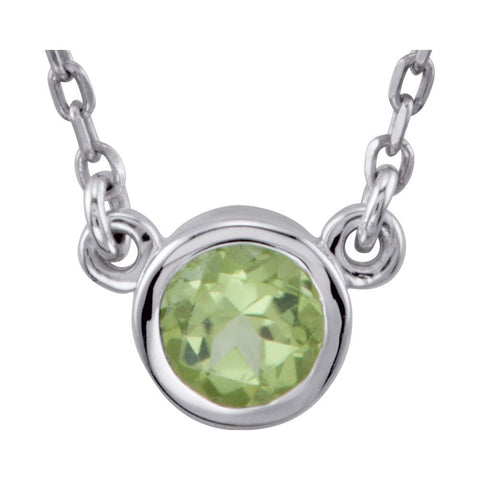 Round Bezel Necklace Center in Sterling Silver ( 16.00-Inch )