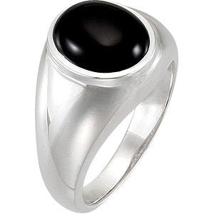 Sterling Silver Onyx Ring, Size 11