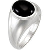 Genuine Onyx Cabochon Ring in Sterling Silver ( Size 6 )