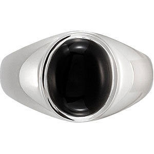 Sterling Silver Onyx Ring, Size 11