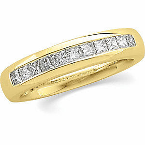 14k Yellow Gold 1 CTW Diamond Men's Princess-Cut Diamond Ring, Size 11