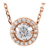 14k Rose Gold 1/4 ctw. Diamond Halo-Style 16-inch Necklace