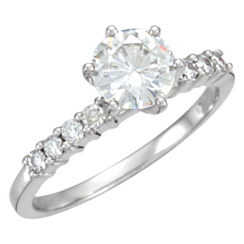 1 1/4 CTTW Created Moissanite Engagement Ring in 14k White Gold ( Size 6 )