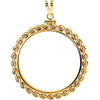 Screw Top Rope Frame Pendant For 1 Ounce American Eagle or 1 Ounce South African Rand (Krugerrand) Coin in 14K Yellow Gold