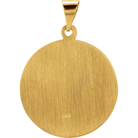 14k Yellow Gold 21.75mm Hollow Round St. Christopher Medal