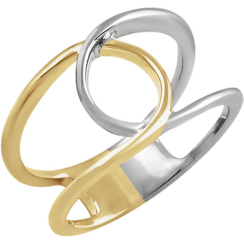 14K White & Yellow Gold Interlocking Loop Ring, Size 7