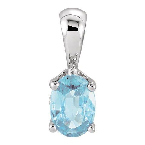 14k White Gold Blue Zircon Pendant