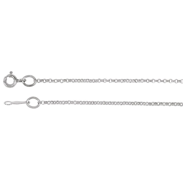 14k White Gold 1.5mm Solid Rolo 18" Chain