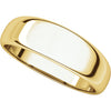 14k Yellow Gold 6mm Half Round Tapered Band, Size 7.5