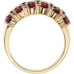 14k Yellow Gold Ruby & 1/6 CTW Diamond Ring, Size 6