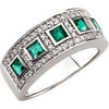 14K White Gold Emerald & 3/8 CTW Diamond Ring (Size 6)