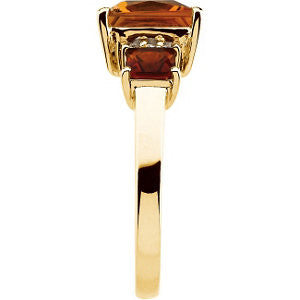 14k Yellow Gold Citrine & .06 CTW Diamond Ring, Size 6