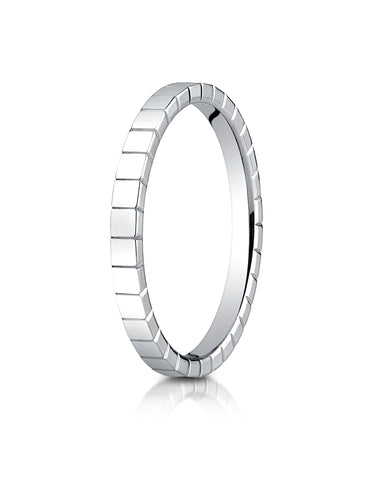 Benchmark 14K White Gold 2mm High Polished Carved Design Wedding Band Ring (Sizes 4 - 15 )