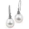 Elegant and Stylish Pair of 11.00 MM South Sea Cultured Pearl Earrings in 18K Palladium White Gold, 100% Satisfaction Guaranteed.