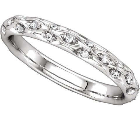 14k White Gold 1/5 CTW Diamond Sculptural-Inspired Eternity Band Size 5.5