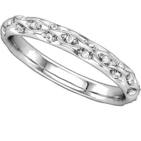 14k White Gold 1/5 CTW Diamond Sculptural-Inspired Eternity Band Size 7