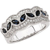 1/3 CTTW and Sapphire Diamond and Genuine Sapphire Anniversary Band in 14K White Gold ( Size 6 )