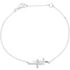 14K White Gold 1/6 CTW Diamond Double Sideways Cross 8-Inch Bracelet
