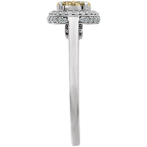 14k White Gold 1/2 CTW Yellow & White Diamond Ring, Size 7