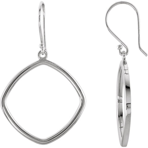 14k White Gold Square Shaped Earrings