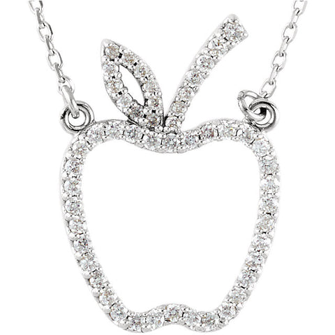 14k White Gold 1/5 CTW Diamond Apple 16.75" Necklace