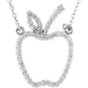 14K White Gold 1/5 CTW Diamond Apple 16.75-Inch Necklace