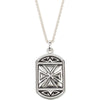 Reversible Cross Pendant with Black Enamel on 24-inch Wheat Chain in Sterling Silver