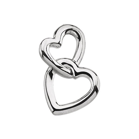 14k White Gold Double Heart Pendant