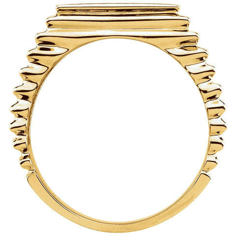10k Yellow Gold 14x13mm Square Signet Ring, Size 10