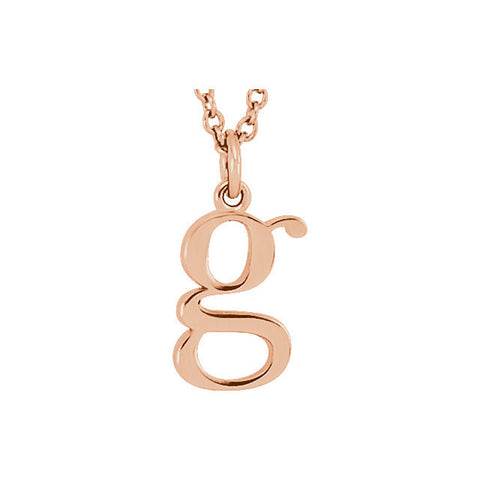 14k Rose Gold "g" Lowercase Initial 16" Necklace