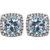 14k White Gold Aquamarine & 1/8 CTW Diamond Earrings