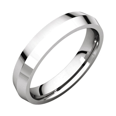 14k White Gold 4mm Knife Edge Comfort Fit Band, Size 11