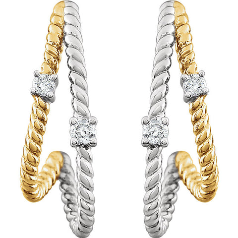 14k White Gold & 14K Yellow Gold Plated 1/10 CTW Diamond Earrings