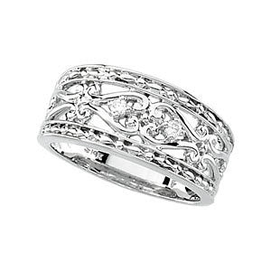 0.05 CTTW Diamond Wedding Band Ring in 14k White Gold (Size 6 )