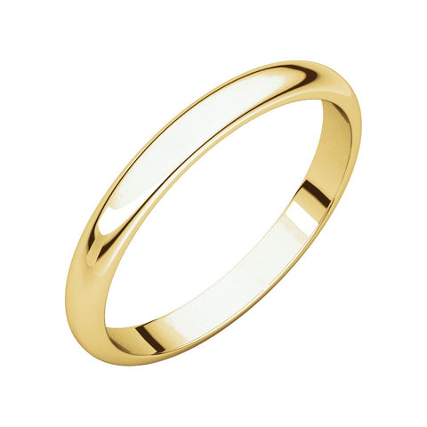 14k Yellow Gold 2.5mm Half Round Band, Size 8.5