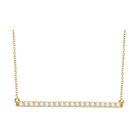 14k Yellow Gold 1/2 CTW Diamond Bar 16-18" Necklace