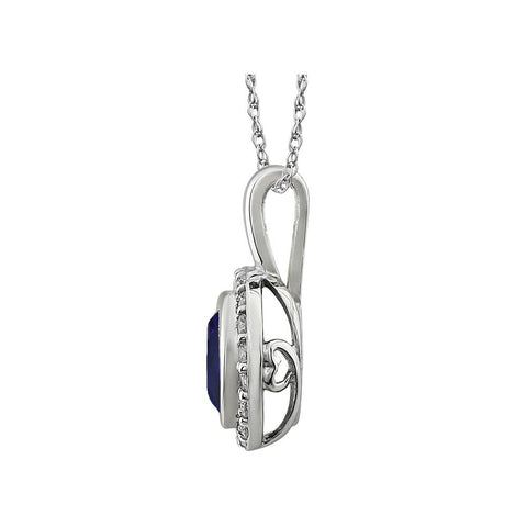 Sterling Silver Dark Blue Cubic Zirconia 18" Necklace