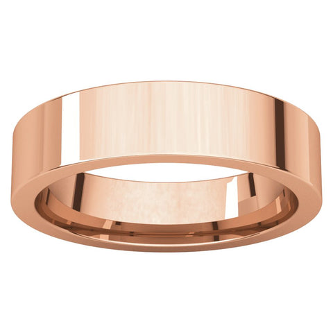 14k Rose Gold 5mm Flat Comfort Fit Band, Size 7
