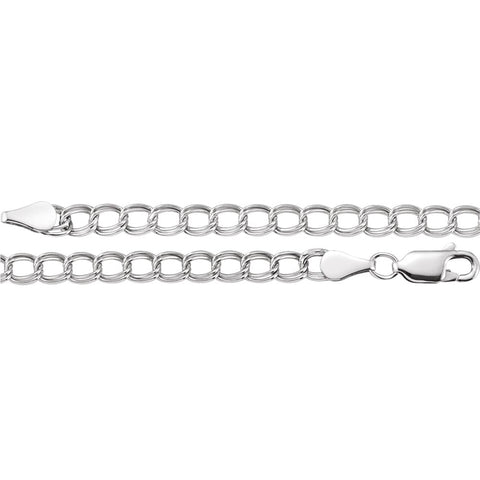 14k White Gold 4mm Solid Charm 7" Bracelet