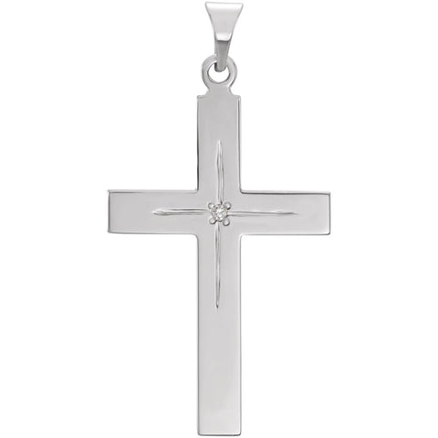 14k White Gold 27x18mm Diamond Cross Pendant